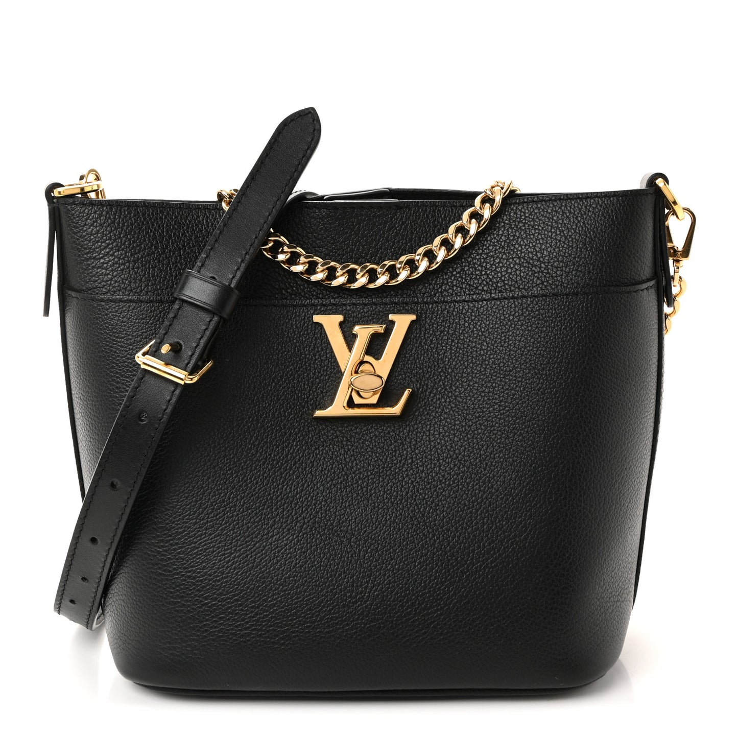 Calfskin Lock and Walk Bucket Black