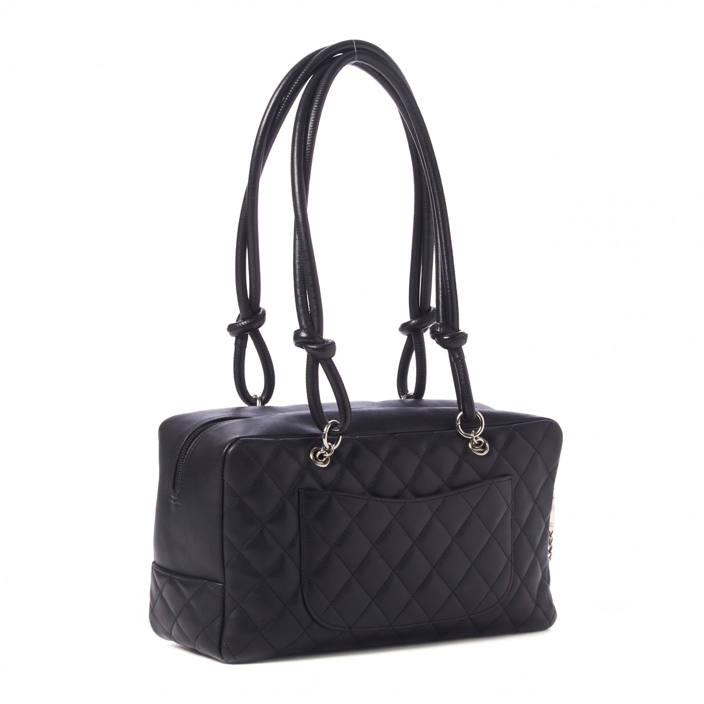 Calfskin Quilted Large Cambon Bowler Black White