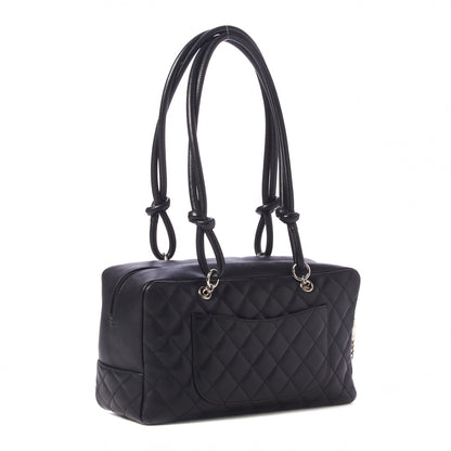 Chanel Calfskin Quilted Large Cambon Bowler Black White 3 of 9