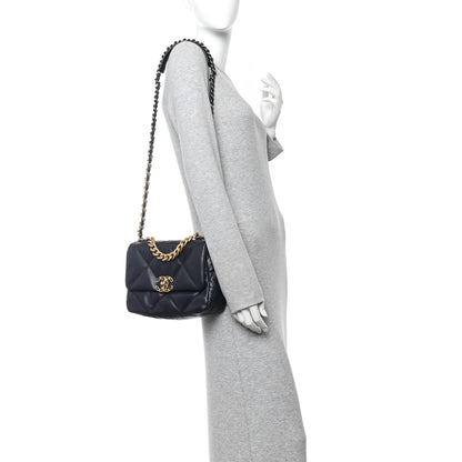 Chanel Lambskin Quilted Medium Chanel 19 Flap Navy Blue 2 of 11