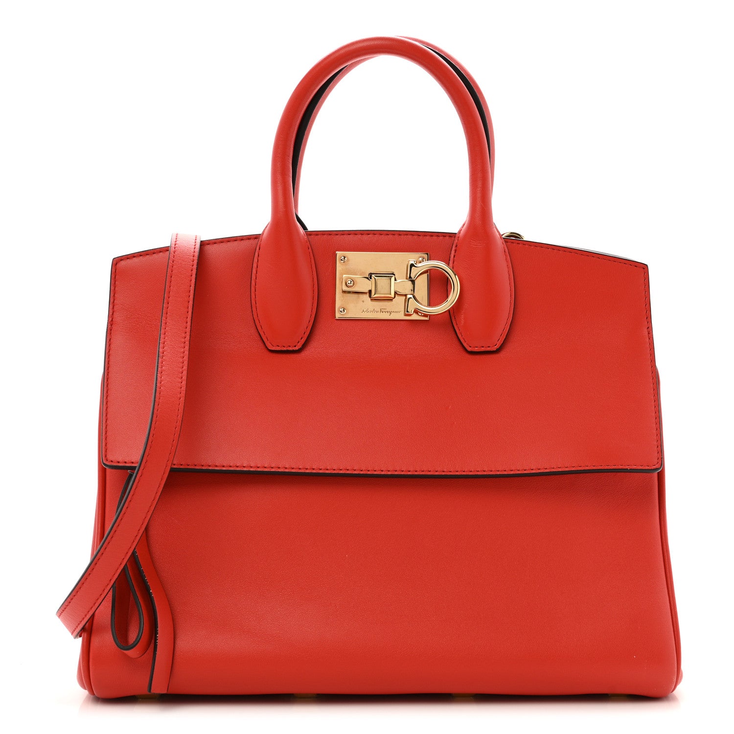 Salvatore Ferragamo Calfskin Medium The Studio Bag Red 1 of 15