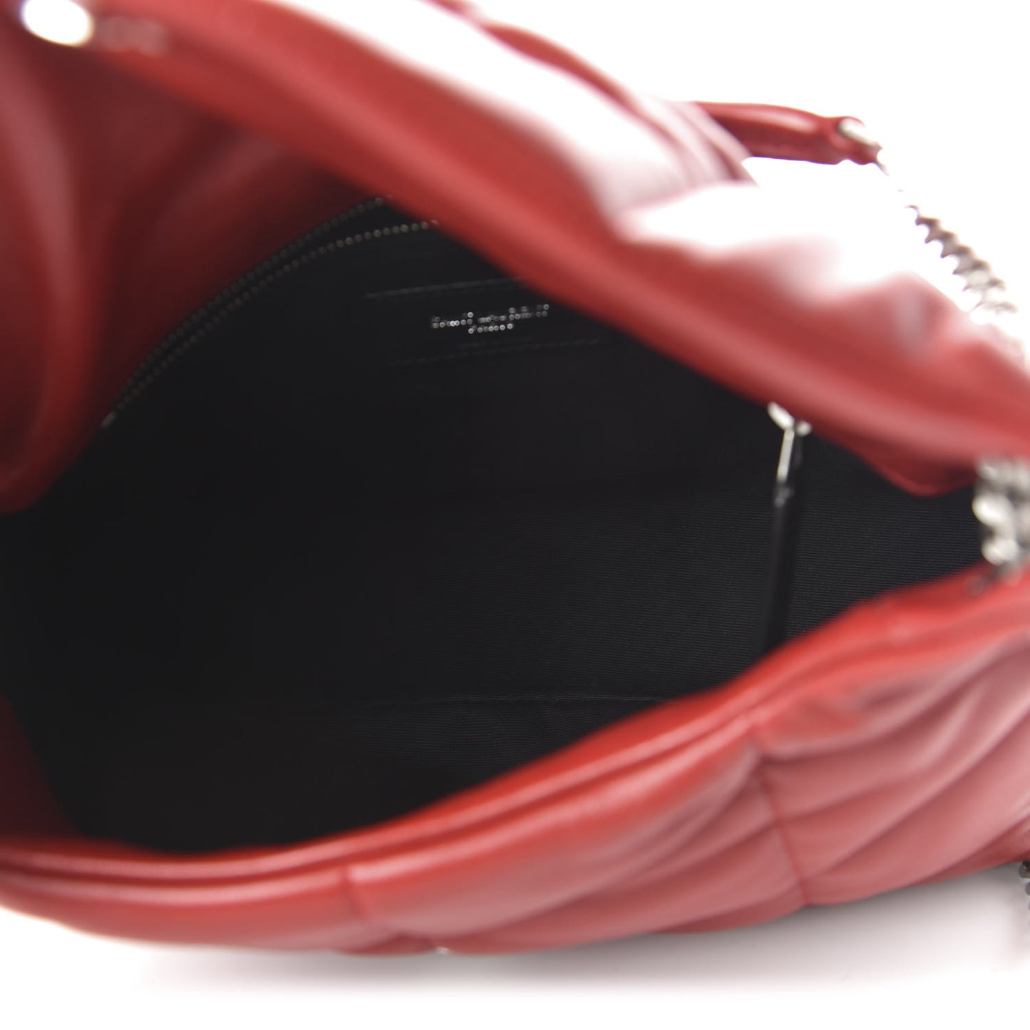 Lambskin Quilted Small Loulou Puffer Monogram Chain Satchel Red