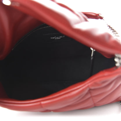 Saint Laurent Lambskin Quilted Small Loulou Puffer Monogram Chain Satchel Red 5 of 9