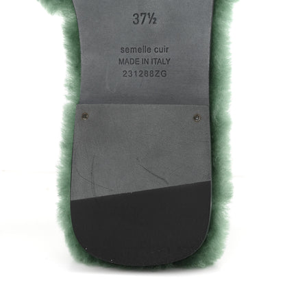 Hermes Woolskin Oran Sandals 37.5 Vert Anglais 9 of 10