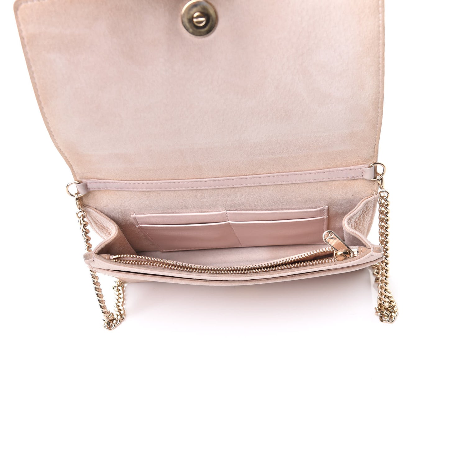 Grained Calfskin Diorama Wallet on Chain Pouch Nude