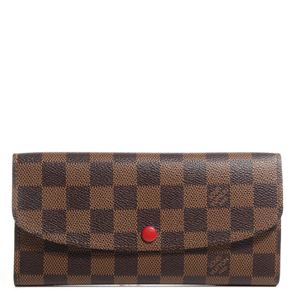 Louis Vuitton Damier Ebene Emilie Wallet Red 1 of 7