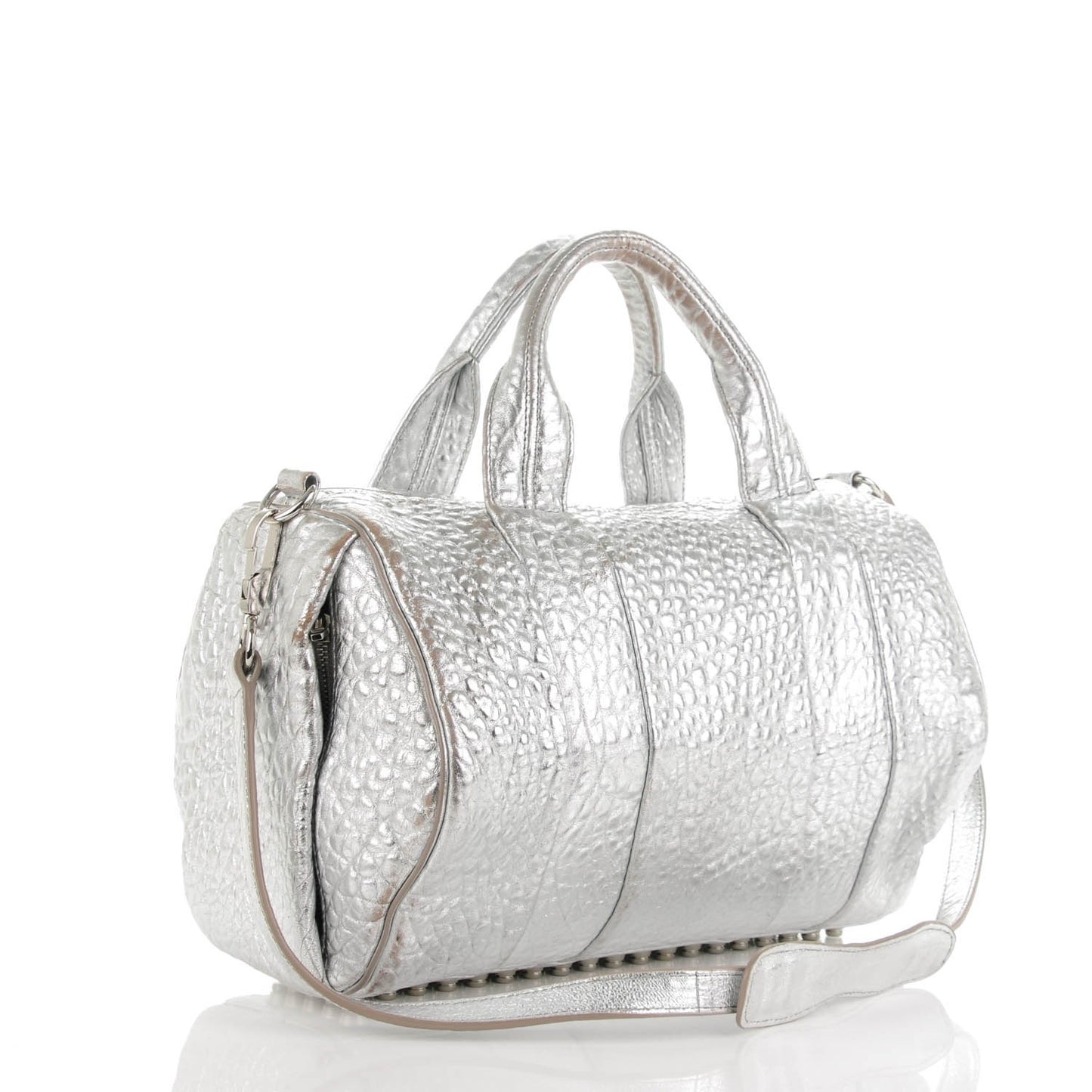 Metallic Pebbled Lambskin Rocco Rhodium Hardware