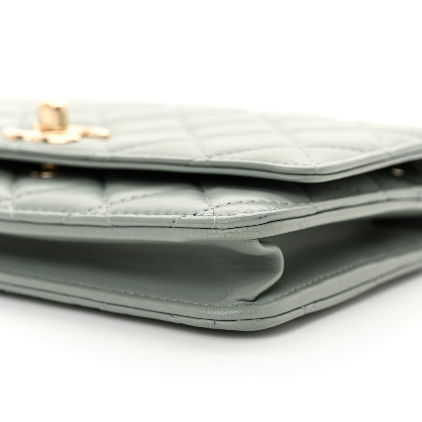 Lambskin Quilted Trendy CC Wallet On Chain WOC Grey