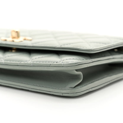 Chanel Lambskin Quilted Trendy CC Wallet On Chain WOC Grey 11 of 12