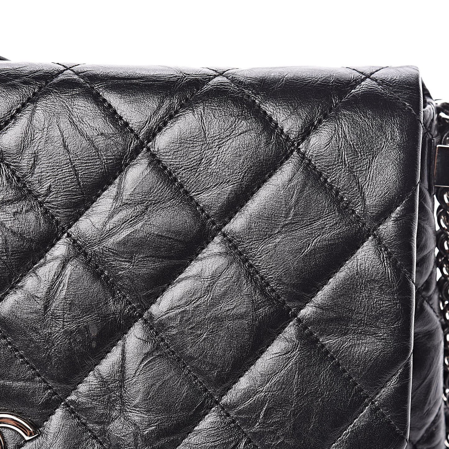 Crackled Aged Calfskin Big Bang Flap Black