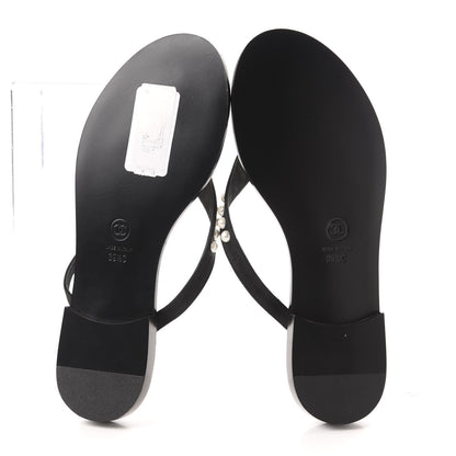 Chanel Suede Pearl Thong Sandals 39.5 Black 8 of 10