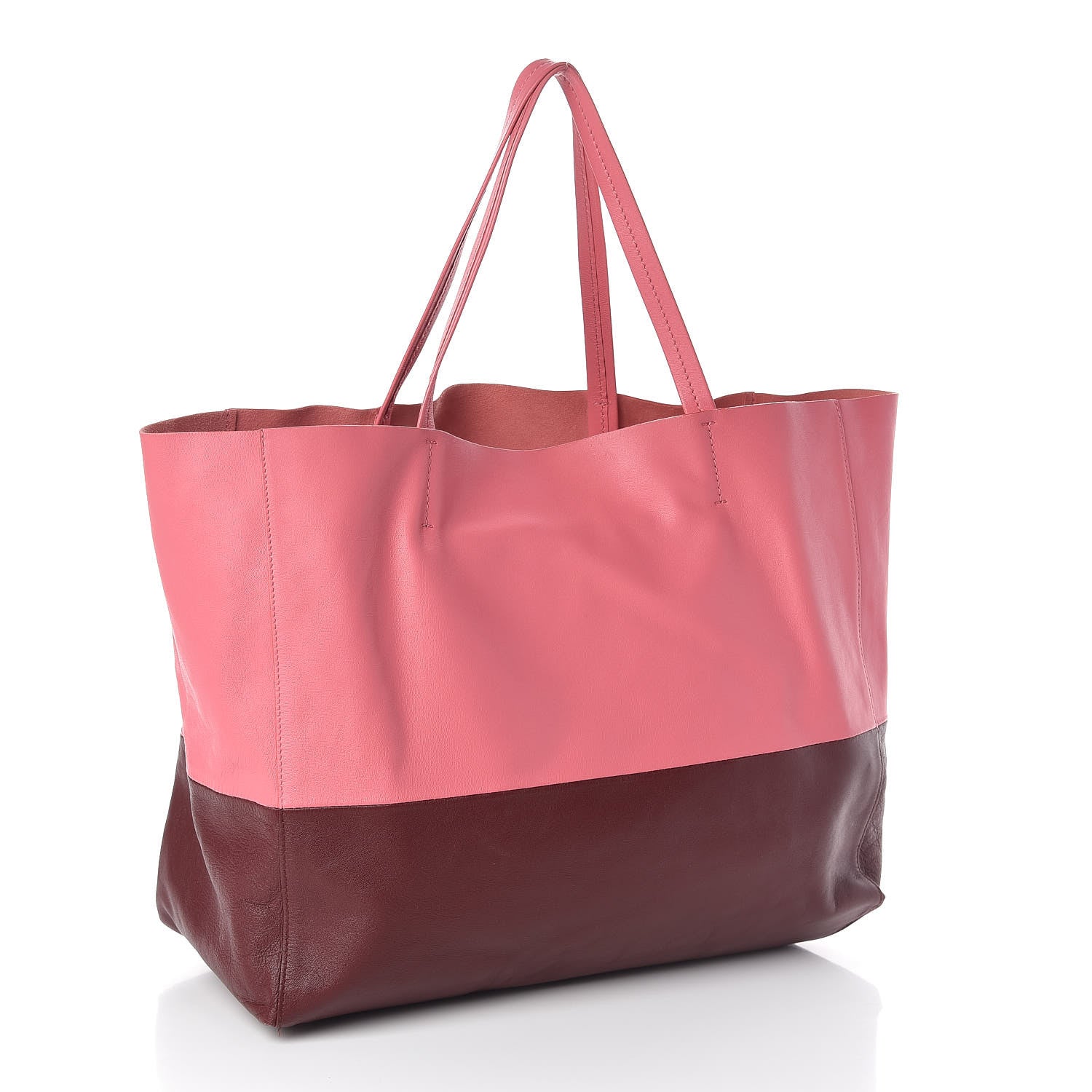 Celine Lambskin Horizontal Bi-Color Cabas Pink Rust 3 of 10
