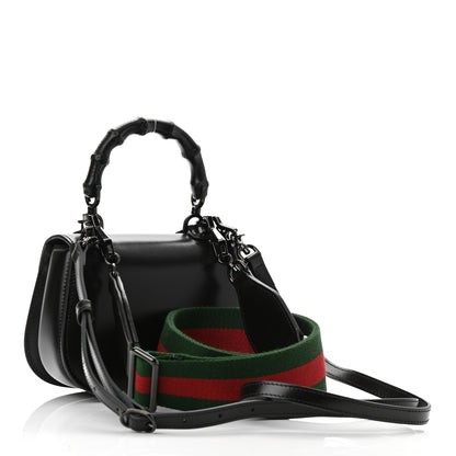 Gucci Boarded Dyana Lux Calfskin Web Monochrome Mini Bamboo 1947 Top Handle Bag Black 3 of 8