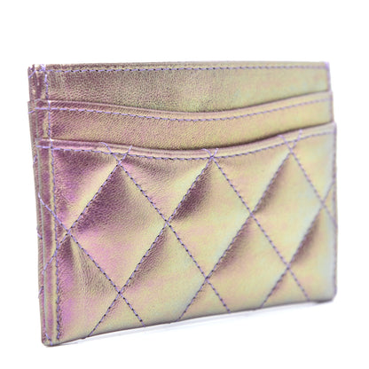 Chanel Iridescent Lambskin Quilted Card Holder Purple 3 of 12