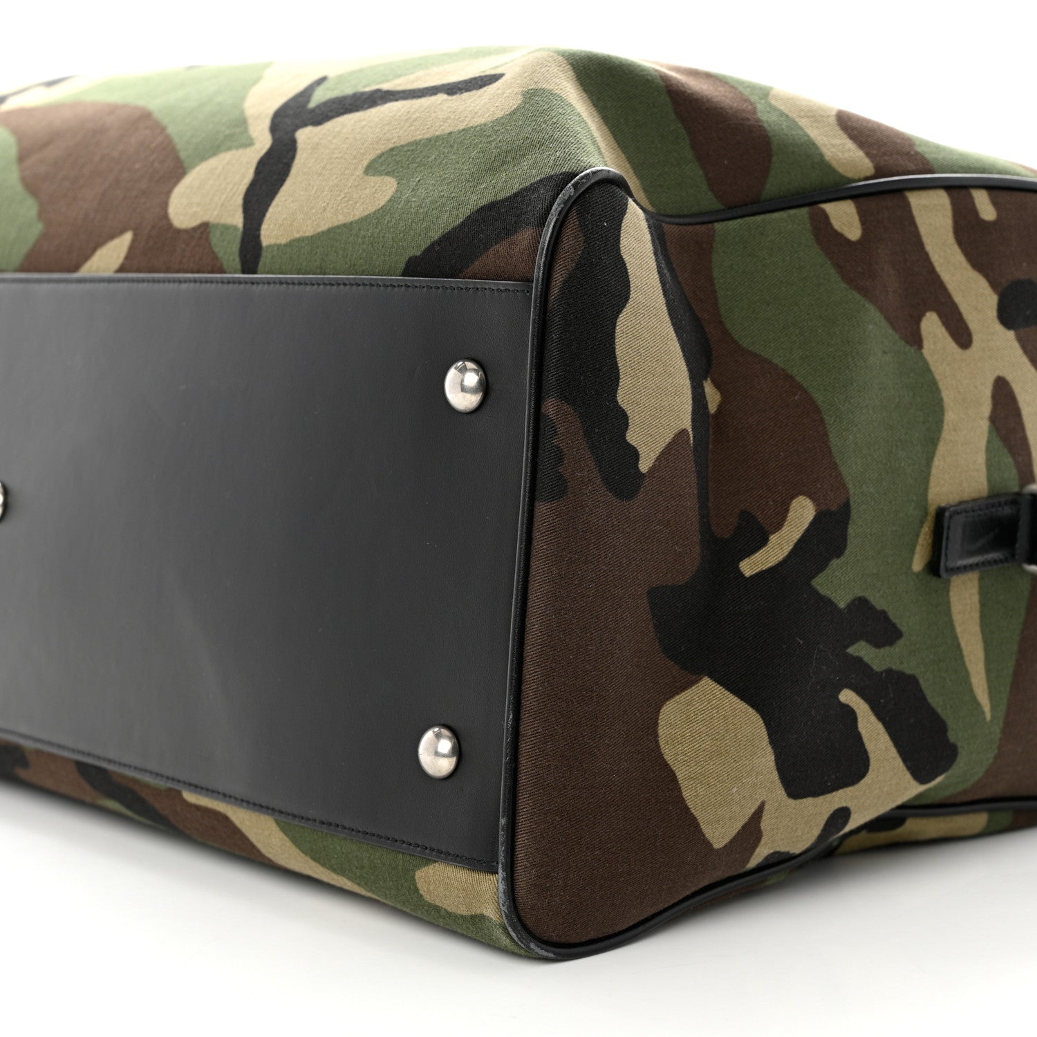 Saint Laurent Gabardine Camouflage Duffle Bag Black Green 9 of 9