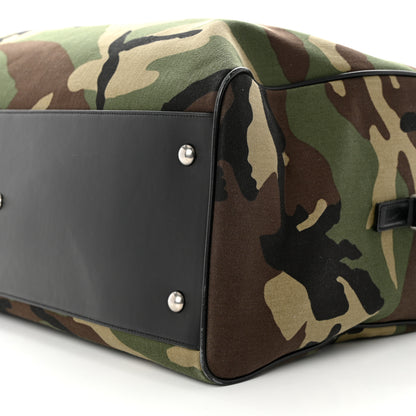 Saint Laurent Gabardine Camouflage Duffle Bag Black Green 9 of 9