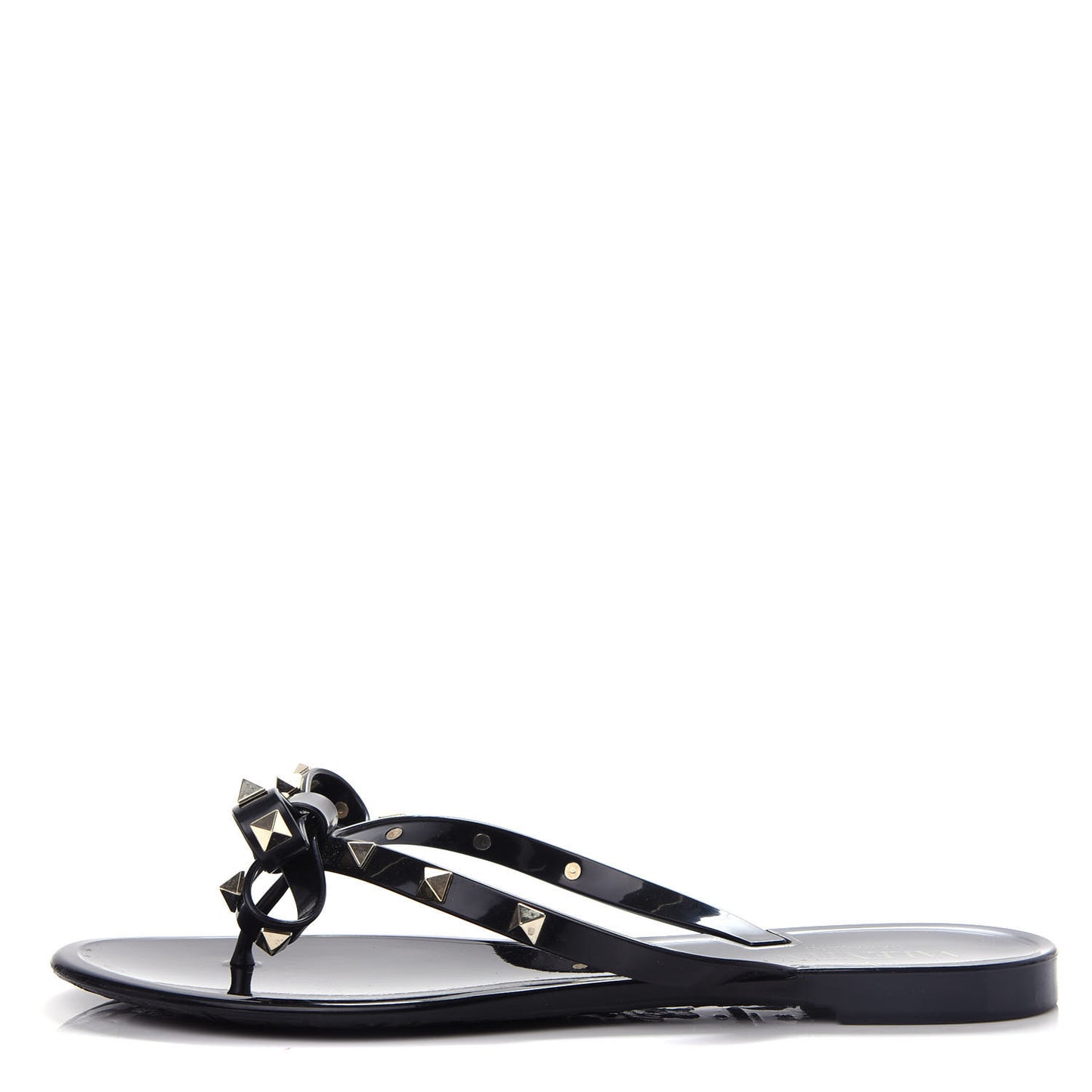 PVC Jelly Rockstud Bow Thong Sandals 39 Black