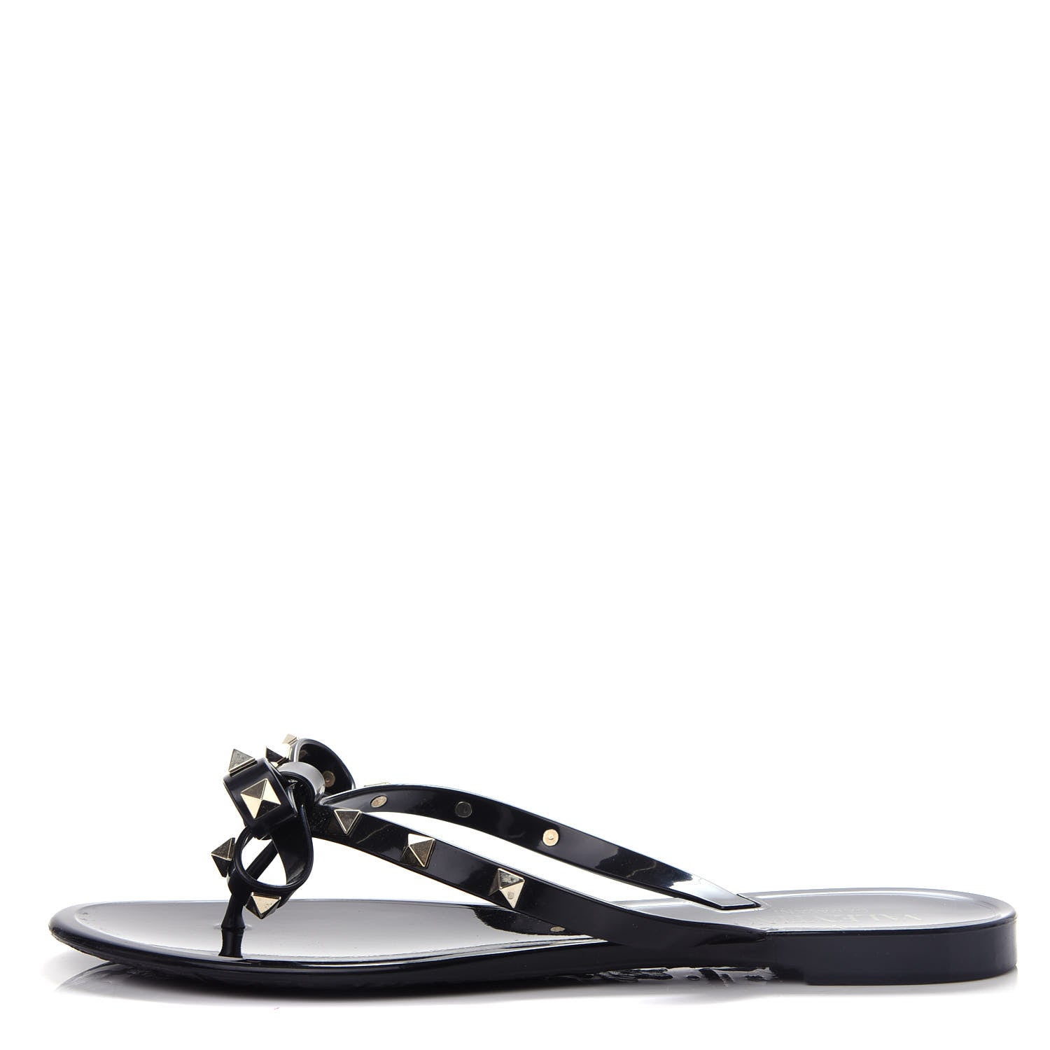 Valentino Garavani PVC Jelly Rockstud Bow Thong Sandals 39 Black 1 of 10