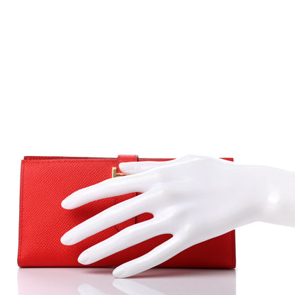Hermes Epsom Bearn Gusset Wallet Rouge De Coeur 2 of 8