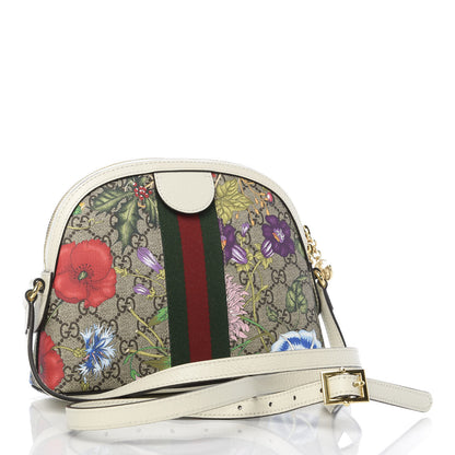 Gucci GG Supreme Monogram Flora Web GG Small Ophidia Dome Shoulder Bag White 3 of 9