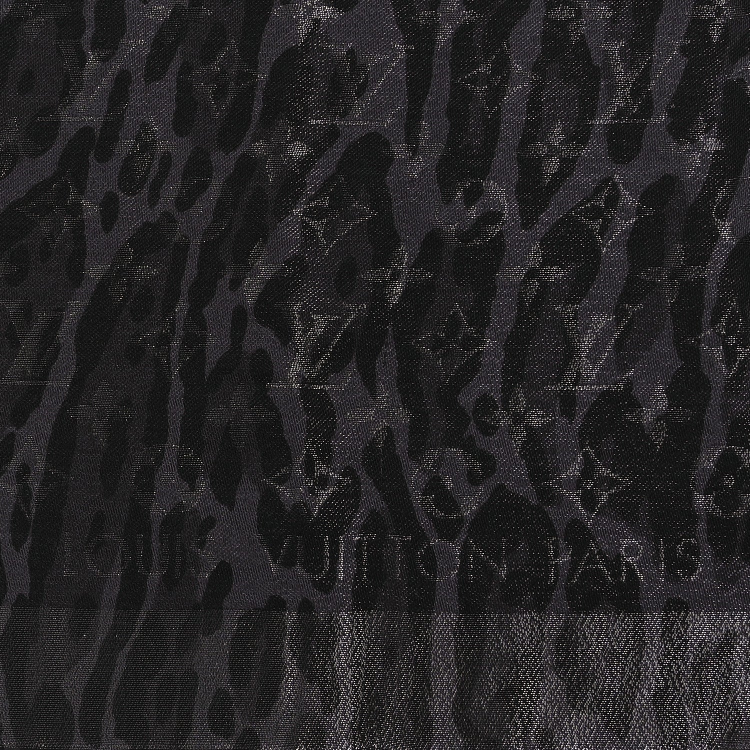 Louis Vuitton Silk Wool Monogram Leogram Shine Shawl Black 2 of 3