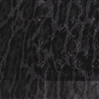 Louis Vuitton Silk Wool Monogram Leogram Shine Shawl Black 2 of 3