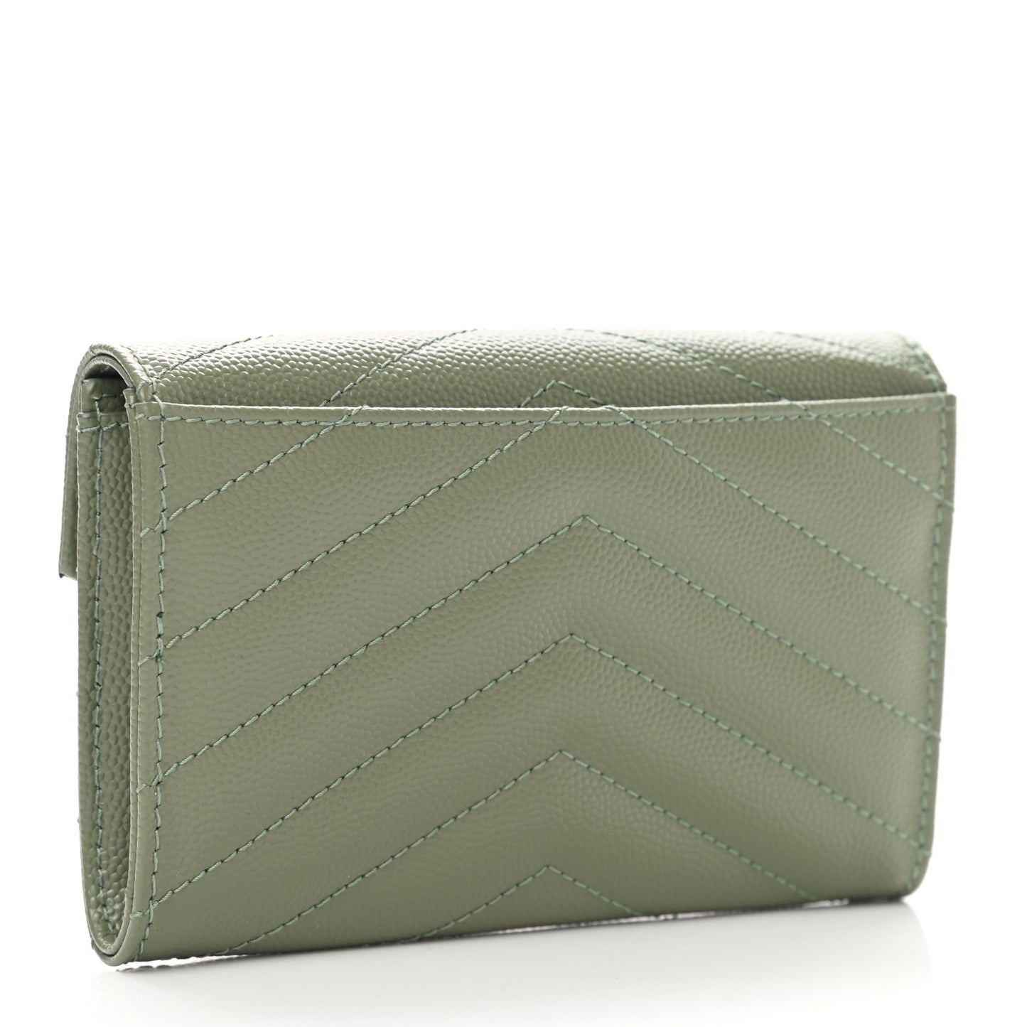 Grain De Poudre Matelasse Chevron Small Monogram Envelope Wallet Light Sage