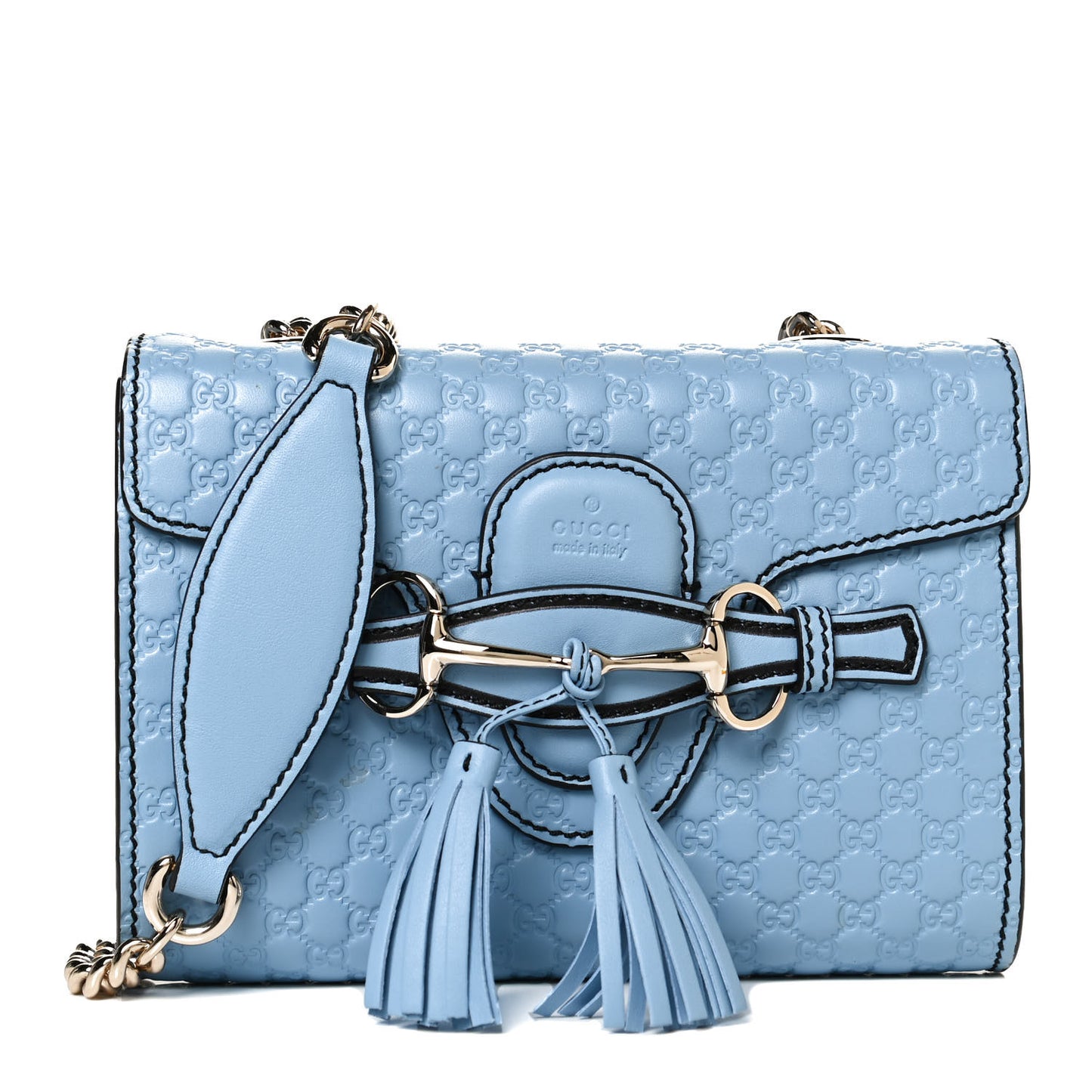 Soft Microguccissima Mini Emily Chain Shoulder Bag Mineral Blue