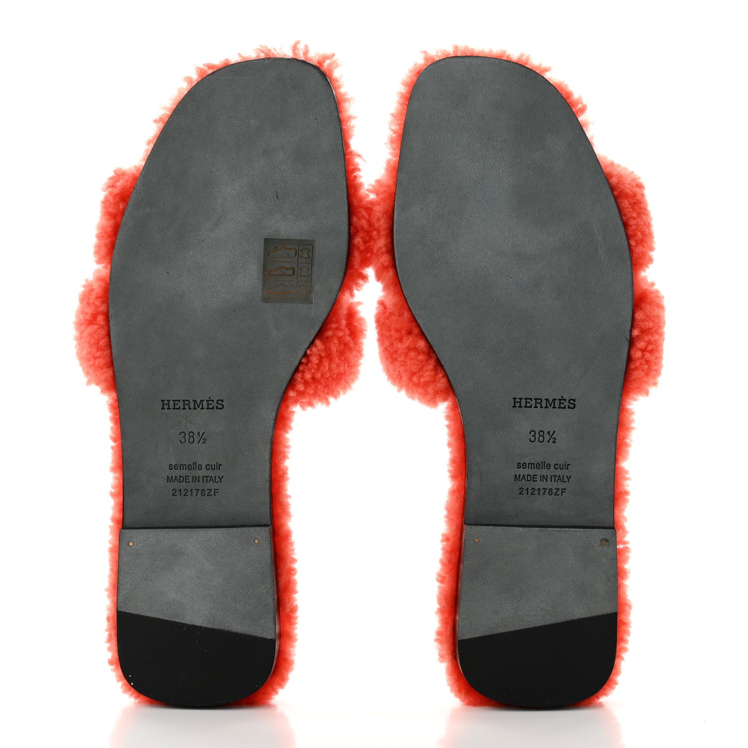 Hermes Woolskin Oran Sandals 38.5 Orange 5 of 7