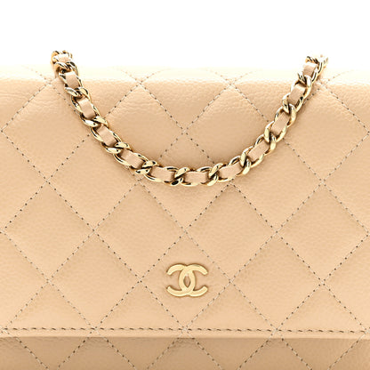 Chanel Caviar Quilted Wallet on Chain WOC Beige 9 of 12