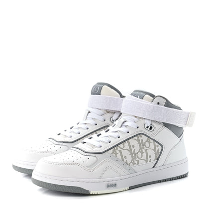 Christian Dior Smooth Calfskin Oblique Galaxy Perforated Mens B27 Mid Top Sneakers 43 White Grey 3 of 9