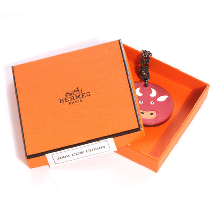 Hermes Leather Bull Key Chain Bag Charm Rouge 5 of 5
