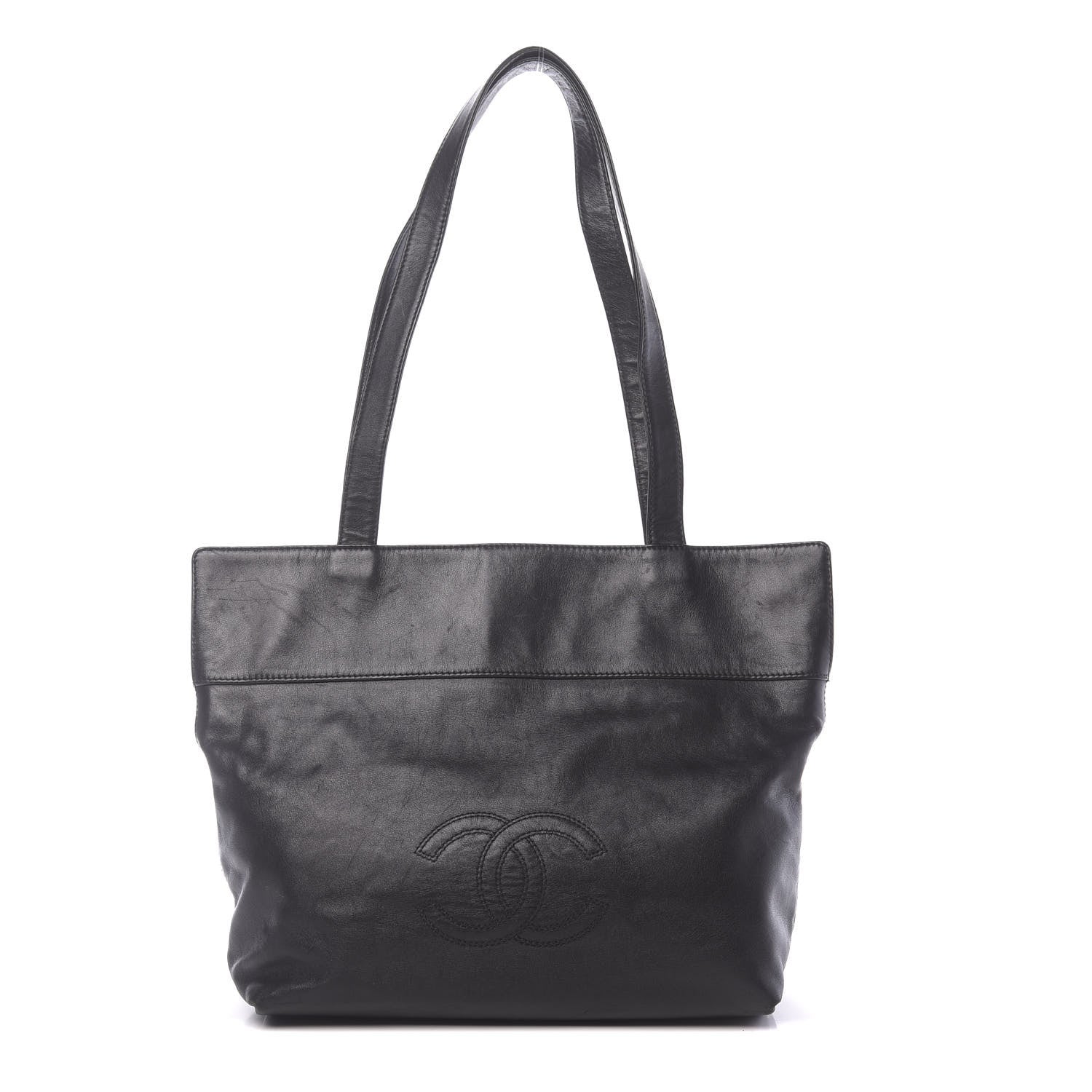 Chanel Lambskin CC Stitched Tote Black 1 of 16