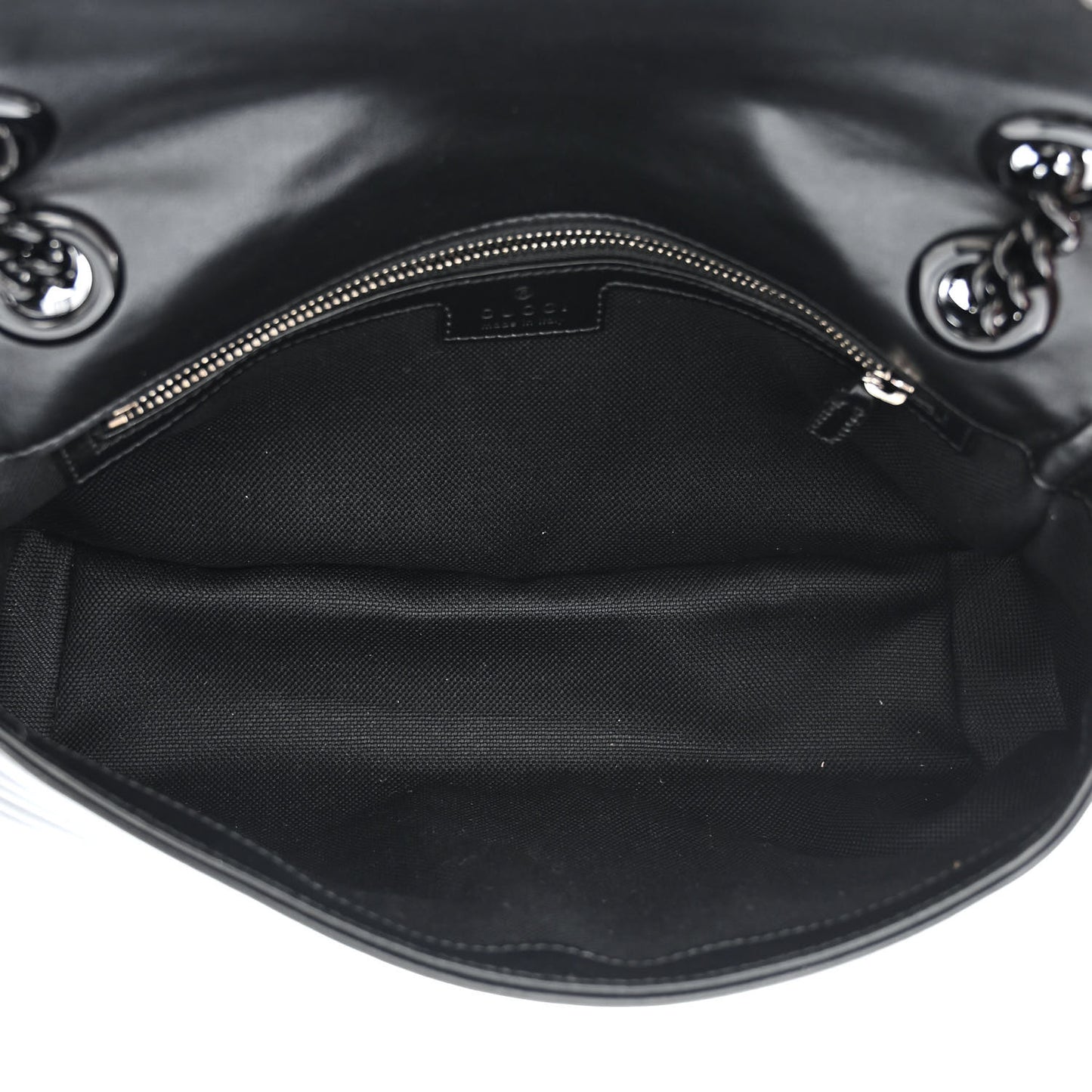 Calfskin Matelasse Monochrome Small GG Marmont Shoulder Bag Black