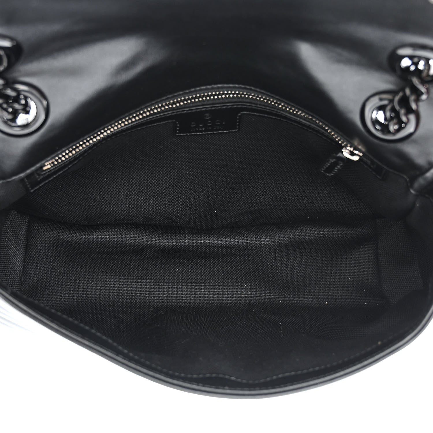 Gucci Calfskin Matelasse Monochrome Small GG Marmont Shoulder Bag Black 5 of 10
