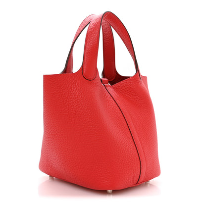 Hermes Taurillon Clemence Picotin Lock 18 PM Rouge de Coeur 2 of 12