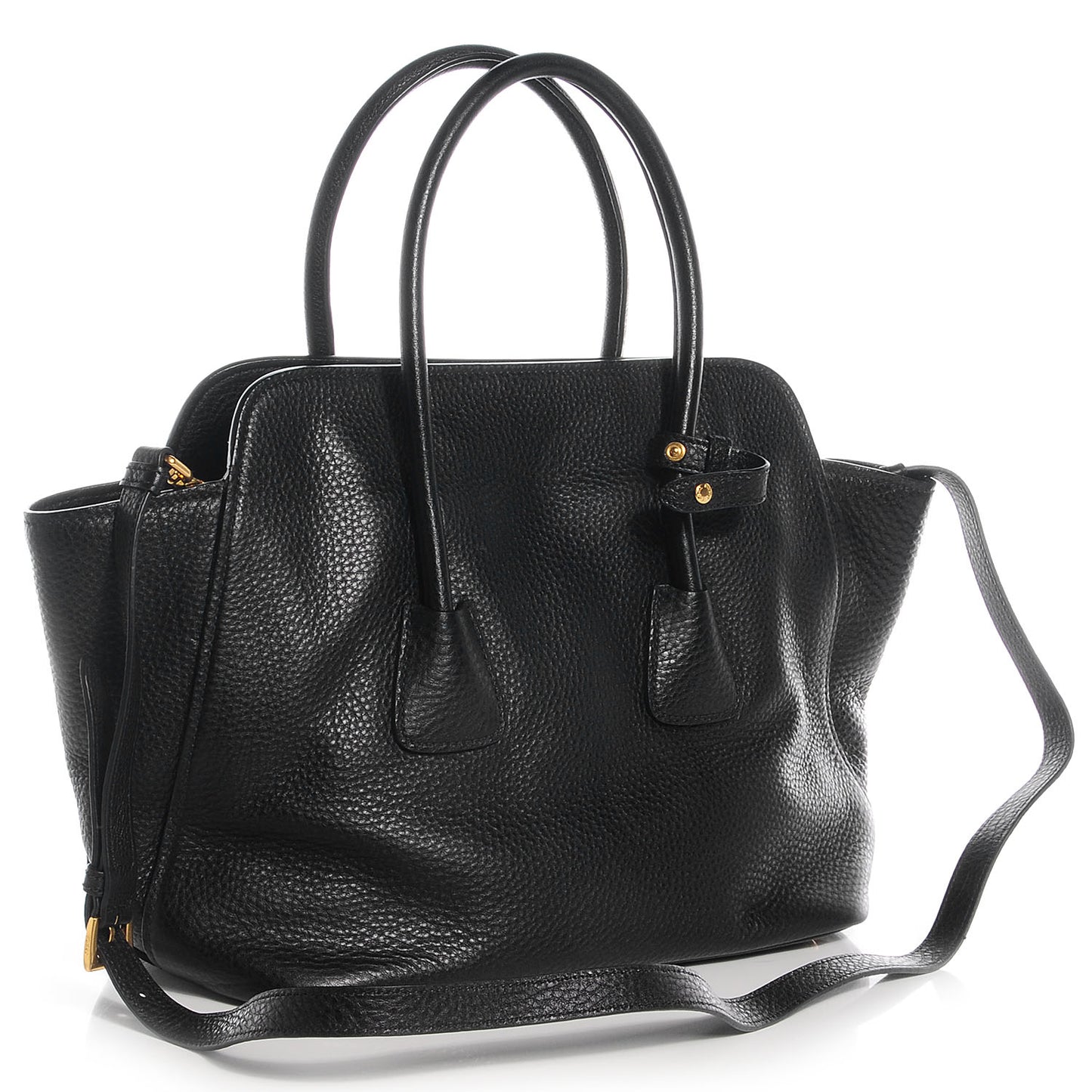 Vitello Daino Top Handle Tote Nero Black