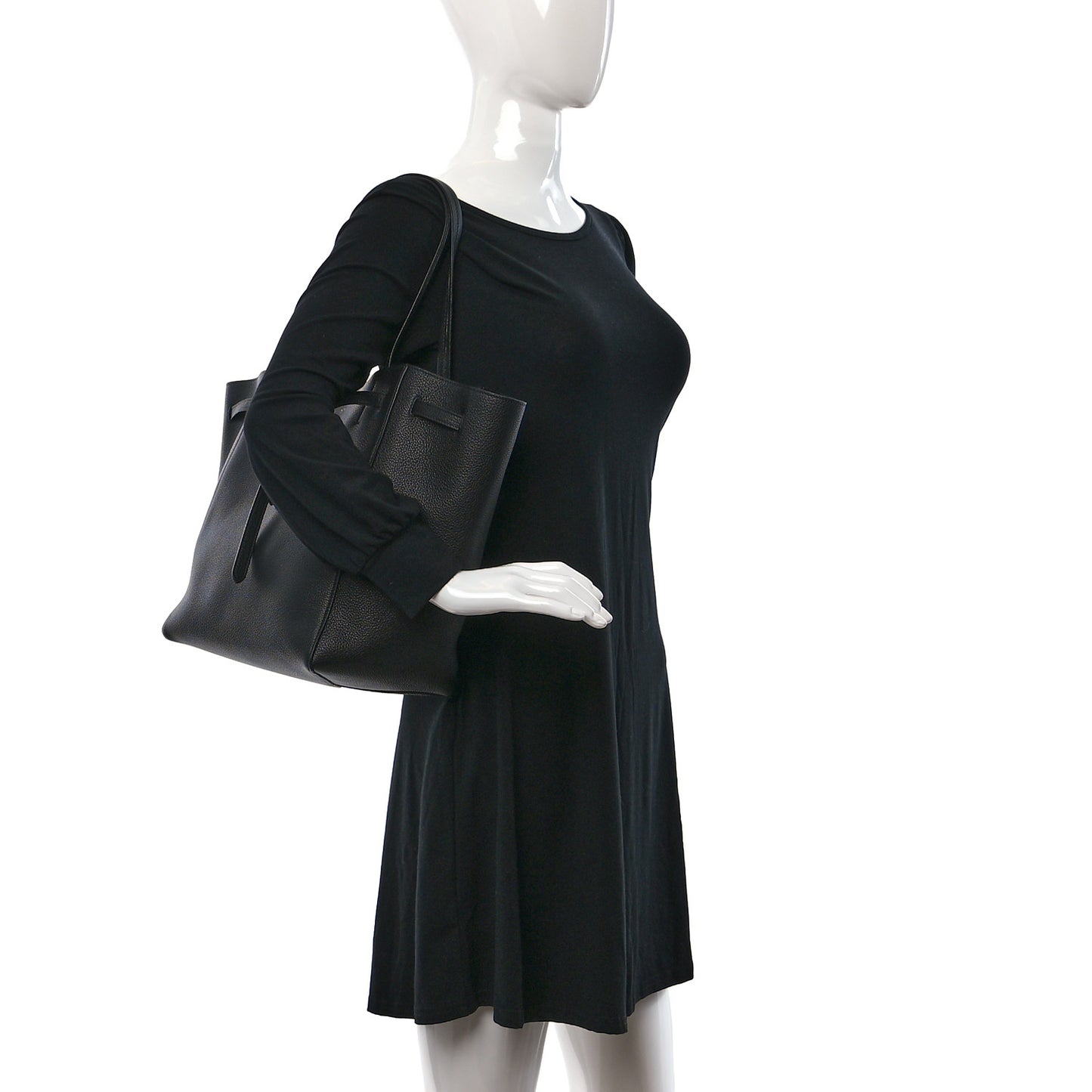 Soft Grained Calfskin Small Belt Cabas Phantom Black
