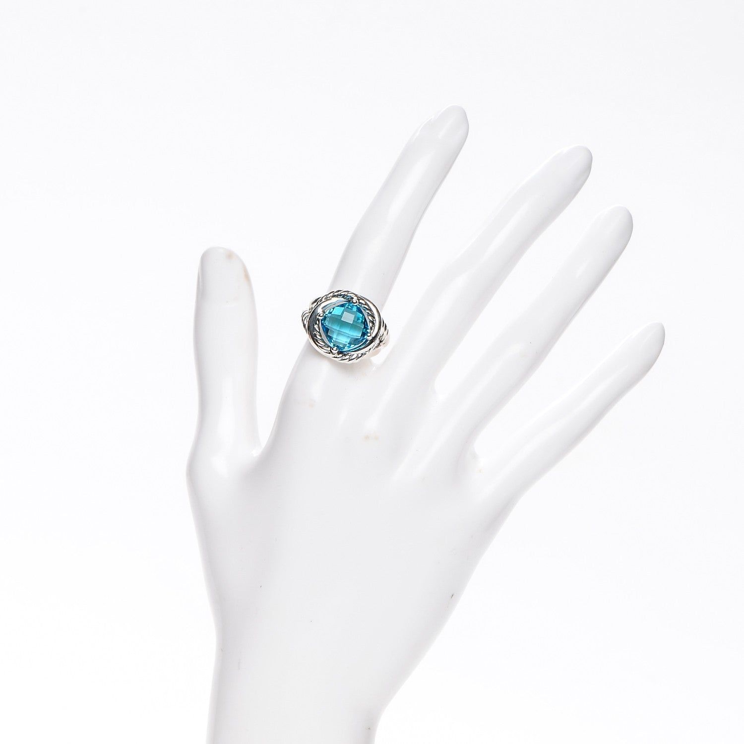 David Yurman Sterling Silver Blue Topaz 11mm Infinity Ring 53 6.5 2 of 5