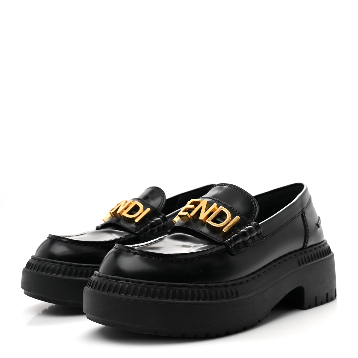 Vitello Abrasivato Fendigraphy 50mm Loafers 37 Black