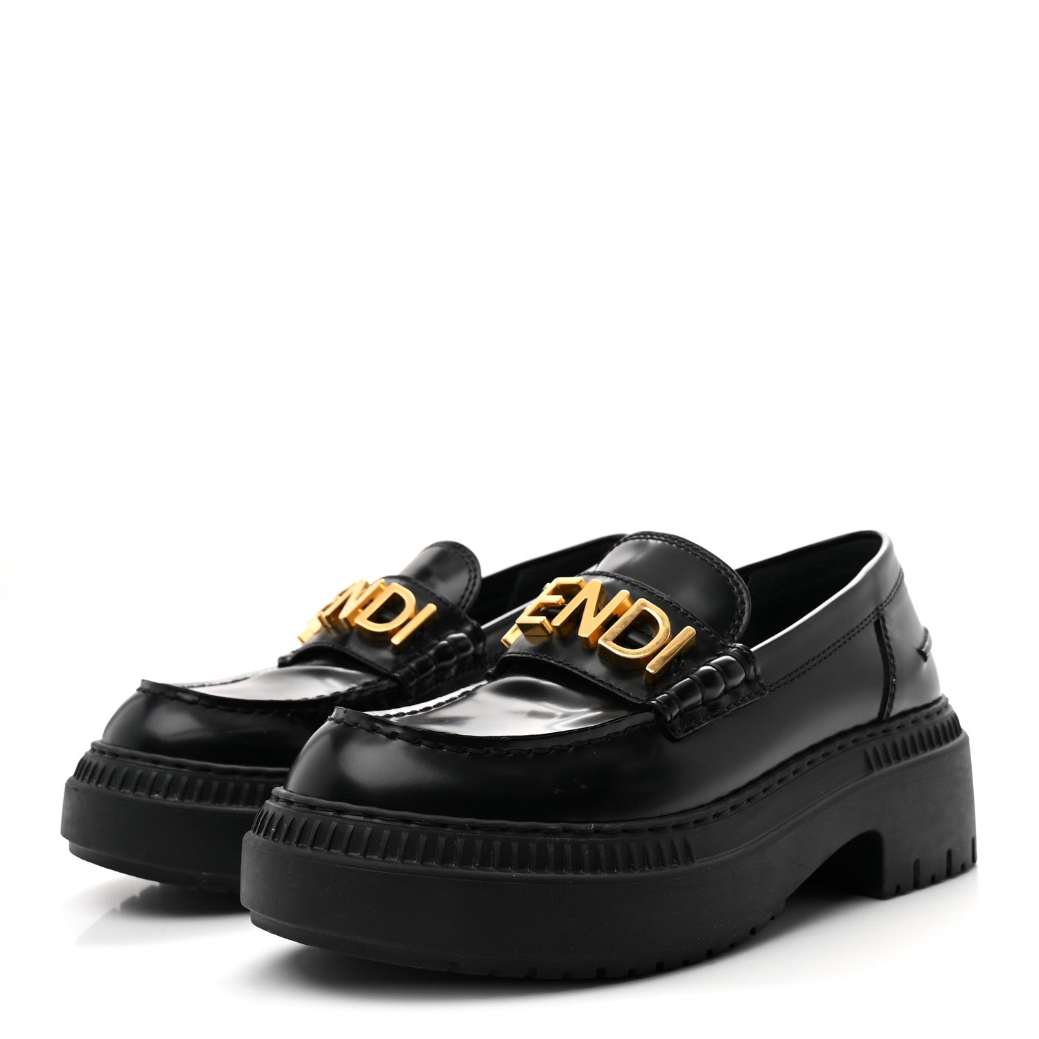 Fendi Vitello Abrasivato Fendigraphy 50mm Loafers 37 Black 4 of 10