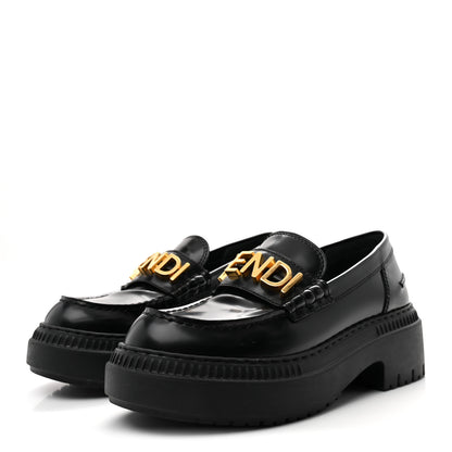Fendi Vitello Abrasivato Fendigraphy 50mm Loafers 37 Black 4 of 10