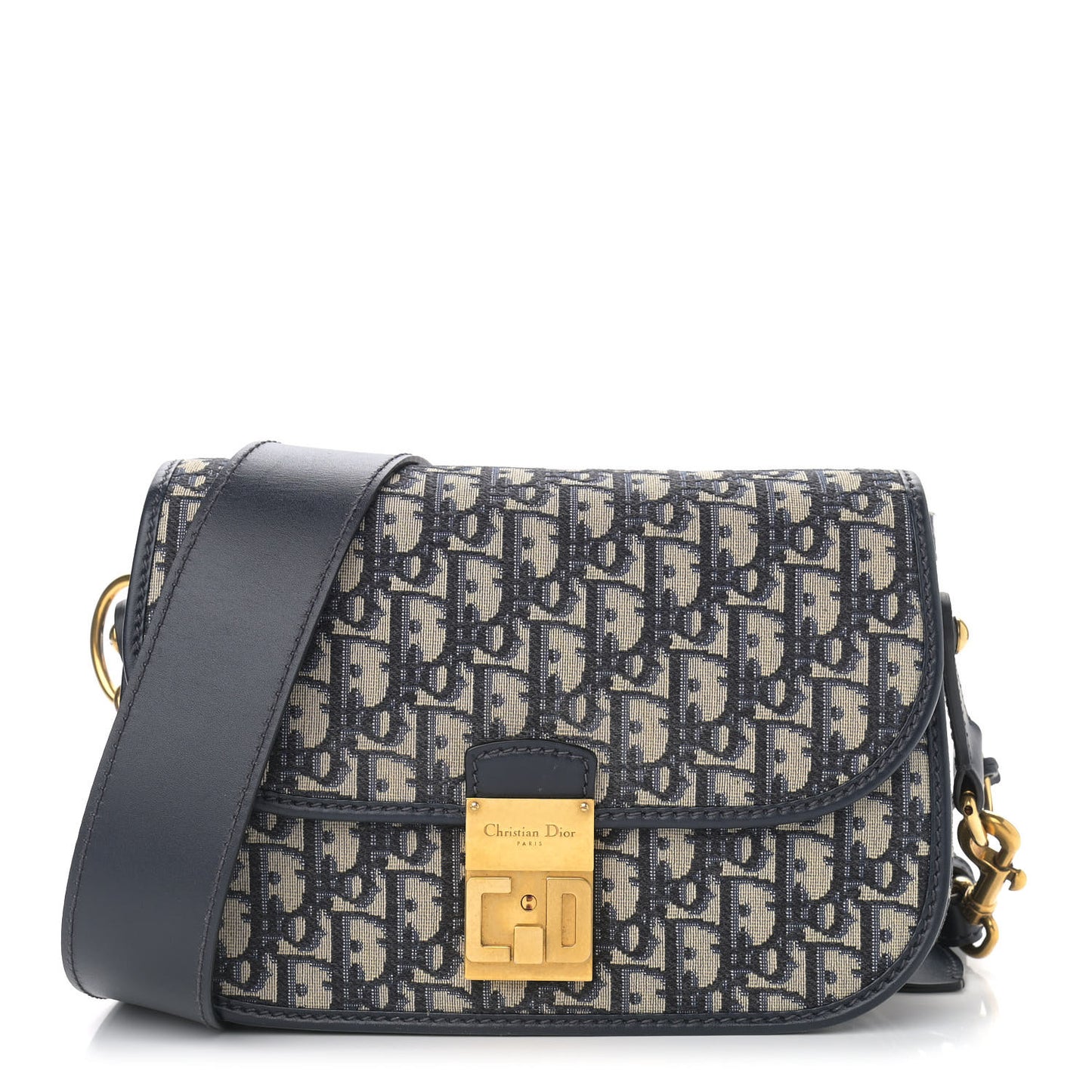 Oblique Flap Bag Navy Blue