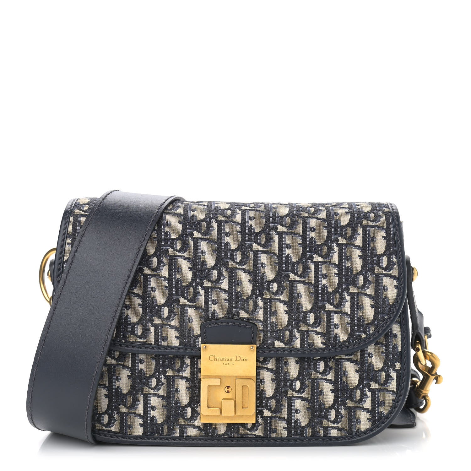 Christian Dior Oblique Flap Bag Navy Blue 1 of 11