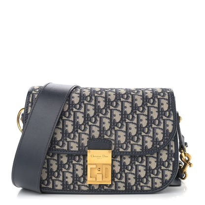 Christian Dior Oblique Flap Bag Navy Blue 1 of 11