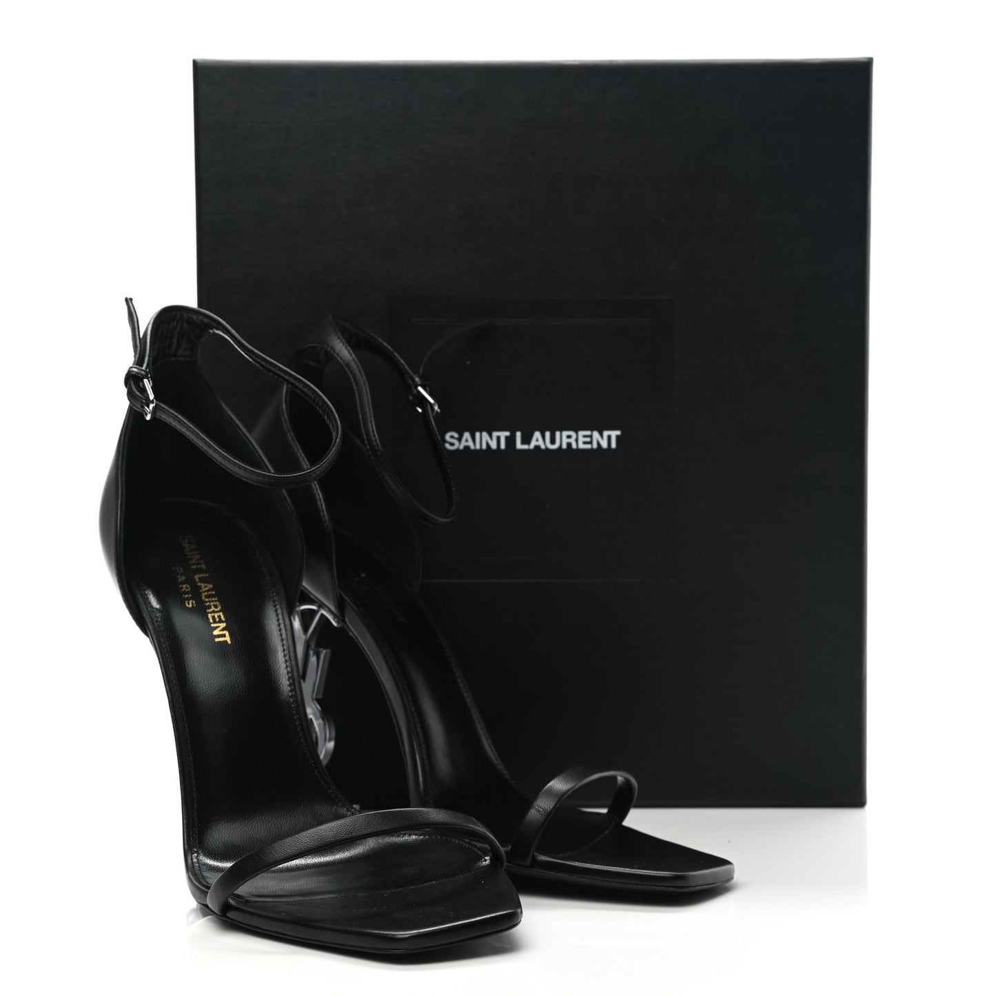Calfskin Opyum 110 Sandals 40.5 Black Silver