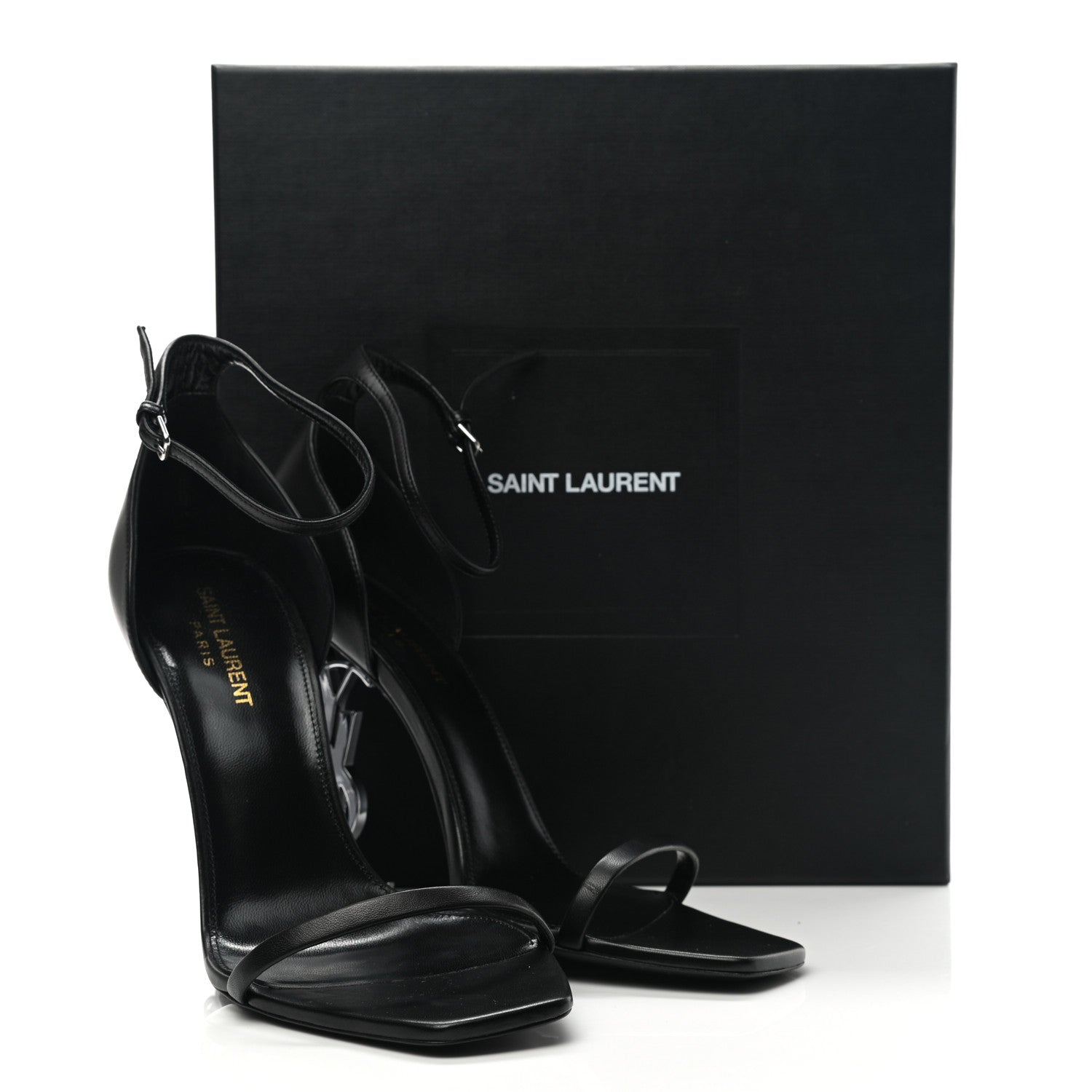 Saint Laurent Calfskin Opyum 110 Sandals 40.5 Black Silver 11 of 11