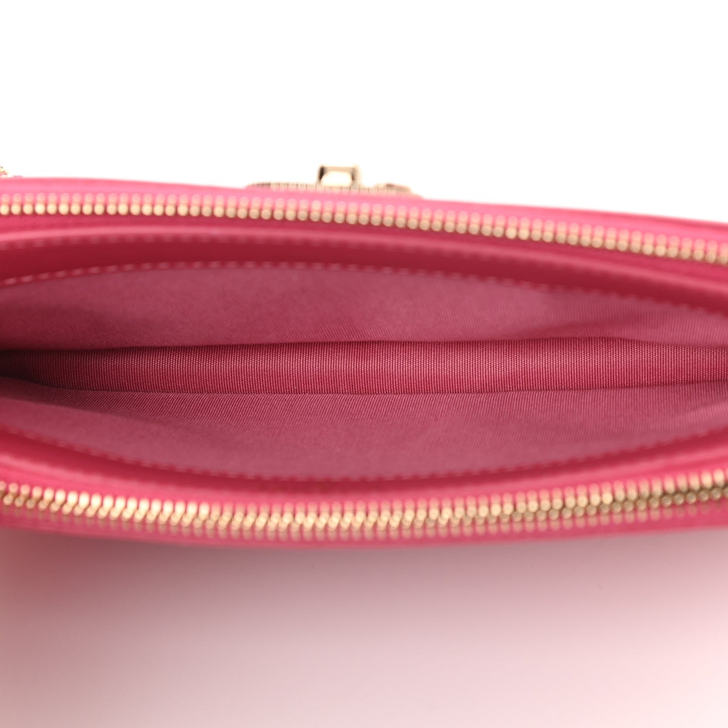 Metallic Sheepskin Quilted Small Vintage Mademoiselle Clutch With Chain Pink