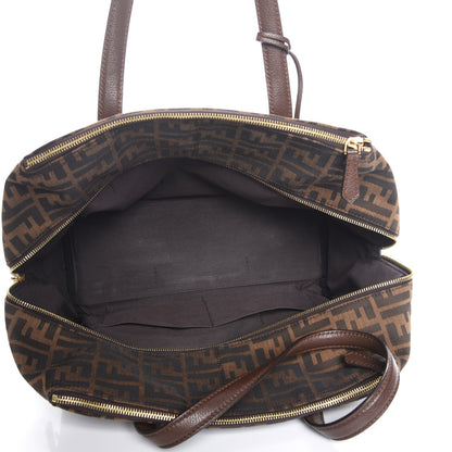 Fendi Zucca Vitello Artic Medium Double Zip Tote Tobacco Castagna 5 of 7
