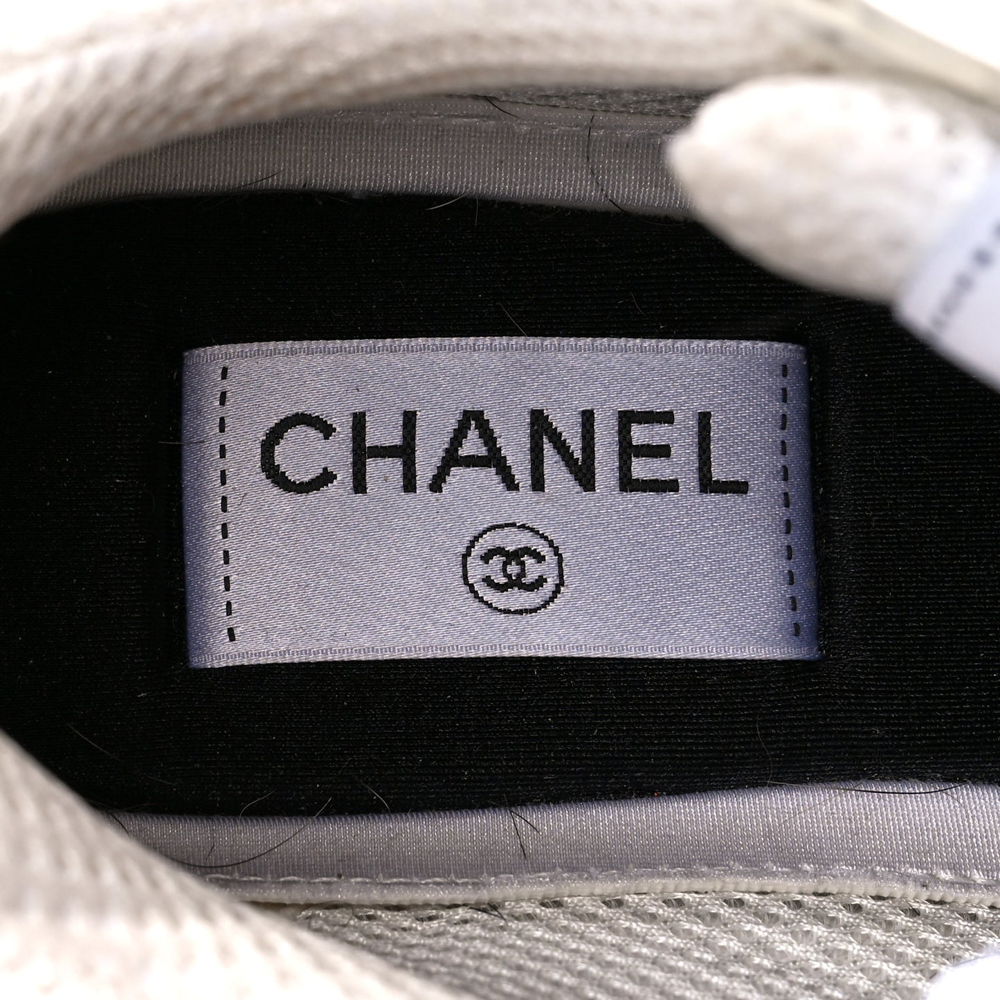 Fabric Laminated Calfskin Stretch CC Sneakers 39 White Silver